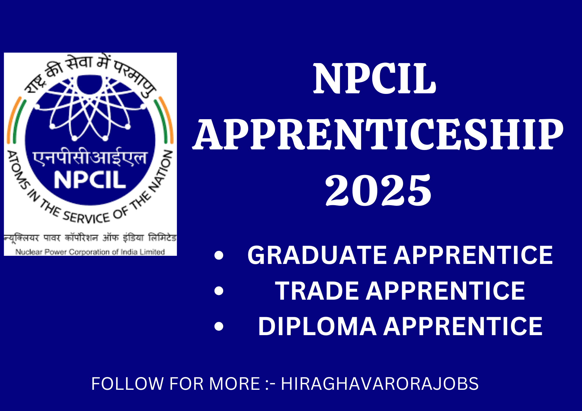 NPCIL APPRENTICE 2024 FOR 278 POSTS | APPLY ONLINE | ITI PASSED | GRADUATES | DIPLOMA PASSED | NOTIFICATION OUT |